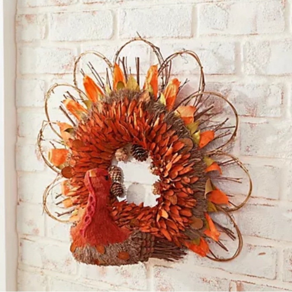 Autumn Harvest Wreath with Orange and Brown Accents